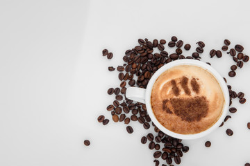 cup of coffe americano ,with beans,