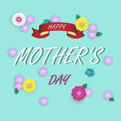 Paper art of mother's day.Happy Mother's Day greeting card with  flowers on trendy background. Vector illustration for women's day,  invitation, banners, discount, sale,poster, Vector EPS 10.