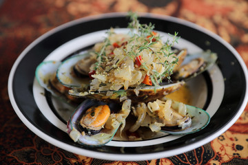 Mussels In White Wine appetizer , Italian food