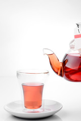 tea kettle, tea concept on white background.