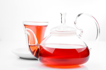 tea kettle, tea concept on white background.