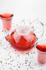 tea kettle, tea concept on white background.