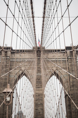 Brooklyn bridge famous architecture towards downtown Manhattan - New York City, NY
