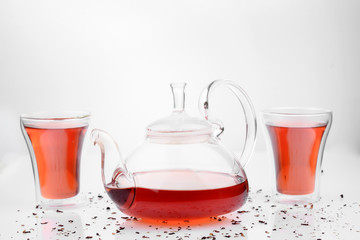 tea kettle, tea concept on white background.