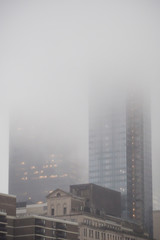 Skyscrapers lost in mist and clouds - New York City, NY
