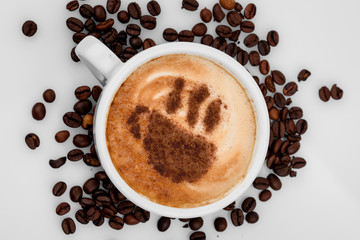 cup of coffe americano ,with beans,