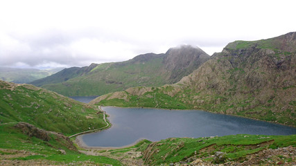 Naklejka na ściany i meble lake in the mountains Snowdonia Wales, UK