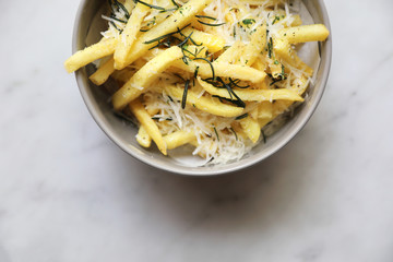 French fires , Fires potato in bowl appetizer