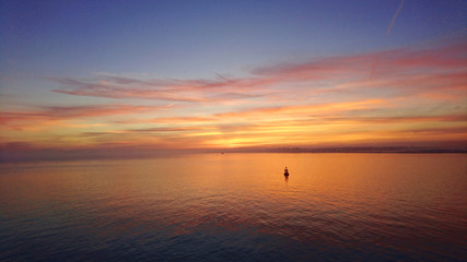 Sunset over the sea in the Solent