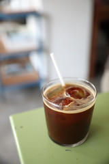 Ice americano coffee in coffee shop