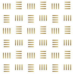 Abstract simple tile pattern composed with lines. White and gold colors.