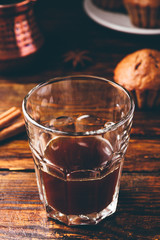 Turkish coffee with spices and muffins