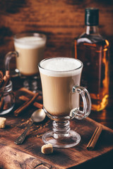 Irish coffee with cinnamon