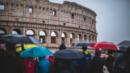 The Colosseum in Rome photographed during a rainy day