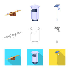 Vector illustration of urban and street icon. Collection of urban and relaxation stock vector illustration.