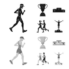 Isolated object of sport  and winner logo. Set of sport  and fitness  stock symbol for web.