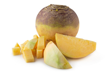 Fresh Turnip Swede isolated over white background.