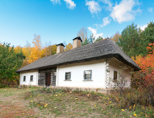 Fototapeta na wymiar Traditional Old Clay Ukrainian Rural House
