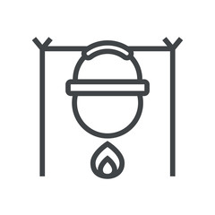 Line icon boiler over fire