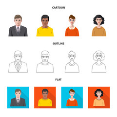 Isolated object of hairstyle and profession  icon. Collection of hairstyle and character  vector icon for stock.