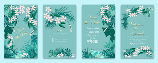 Vector tropical cover set in green colors.