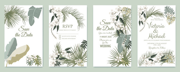 Vector tropical cover set in green colors. © Artlu