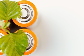 Green energy, renewable, electrical energy, concept on a white background with copy space. Bright...