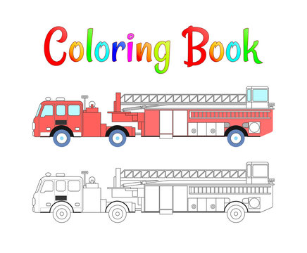 Fire truck coloring book vector. Coloring pages for kids Vector illustration eps 10.