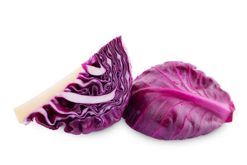 Purple cabbage isolated on white background