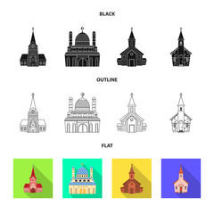 Isolated object of cult and temple icon. Collection of cult and parish vector icon for stock.