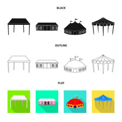 Naklejka premium Isolated object of roof and folding logo. Collection of roof and architecture vector icon for stock.