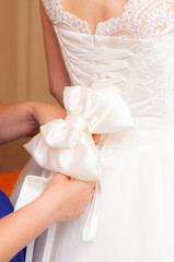 Fototapeta na wymiar details of beautiful lace wedding dress