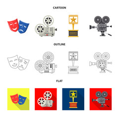 Isolated object of television and filming logo. Collection of television and viewing stock vector illustration.