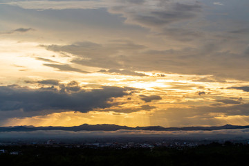 Fototapeta premium colorful dramatic sky with cloud at sunset