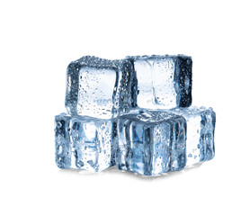 ice cubes on white background