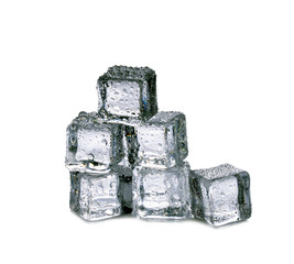 ice cubes on white background