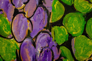 Colorful fragment of the painting. Oil paint texture with brush and palette knife strokes. Multi...