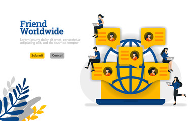 Friend worldwide for community, social media, parties and groups vector illustration concept can be use for, landing page, template, ui ux, web, mobile app, poster, banner, website