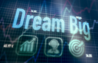 Dram Big concept on a blue dot matrix computer display.