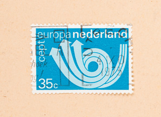 THE NETHERLANDS 1980: A stamp printed in the Netherlands shows holland as part of Europe, circa 1980