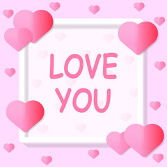 "love you" wording on white frame and pink heart for Valentine's Day decoration.