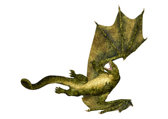 3D Rendering Fairy Tale Dragon on White