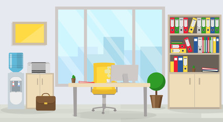 Modern cozy office workplace interior design