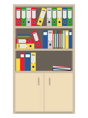 Office cupboard with files folders flat design vector illustration