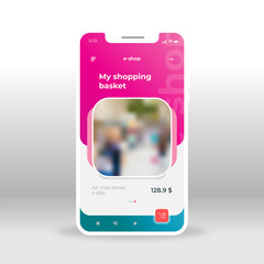 Pink e-shop UI, UX, GUI screen for mobile apps design. Modern responsive user interface design of mobile applications including online shopping screen with basket page