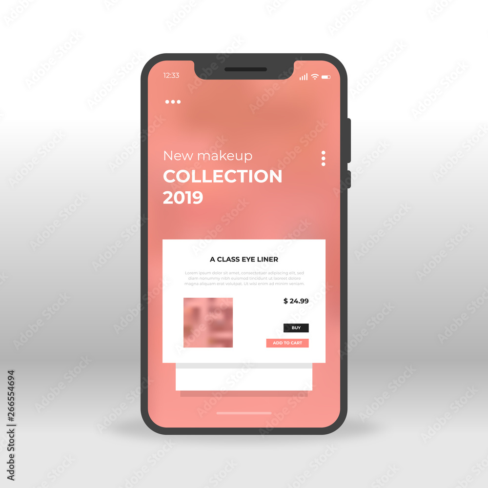Aufkleber make up online store ui, ux, gui screen for mobile apps design. modern responsive user interface des