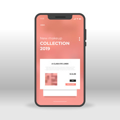 Make up online store UI, UX, GUI screen for mobile apps design. Modern responsive user interface design of mobile applications including online shopping product screen