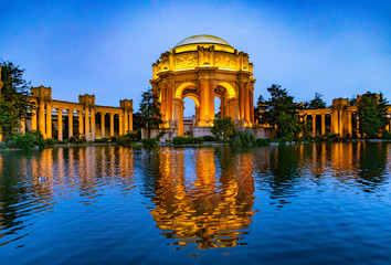 The Palace of Fine Arts in the Marina district by night, San Francisco
