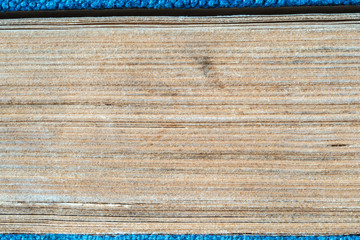 Cloth hardcover books. View from the butt on the old book close-up.