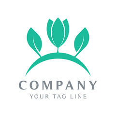 leaf logo template that grows in bloom